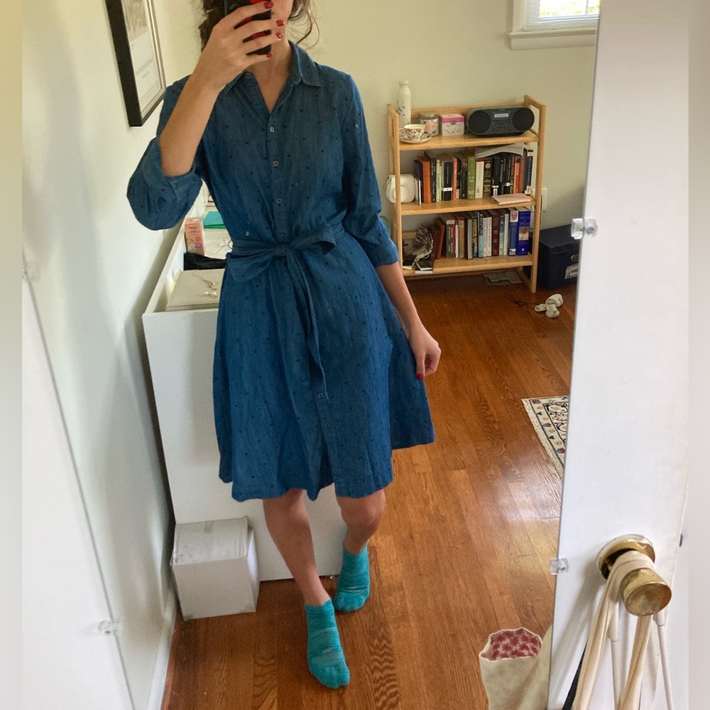 Talbots polka dot tie-front dress